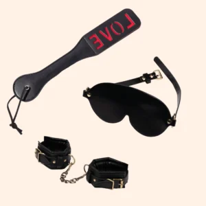 Midnight Desire BDSM Starter Kit – Faux Leather Roleplay & Restraint Set (4-Piece)