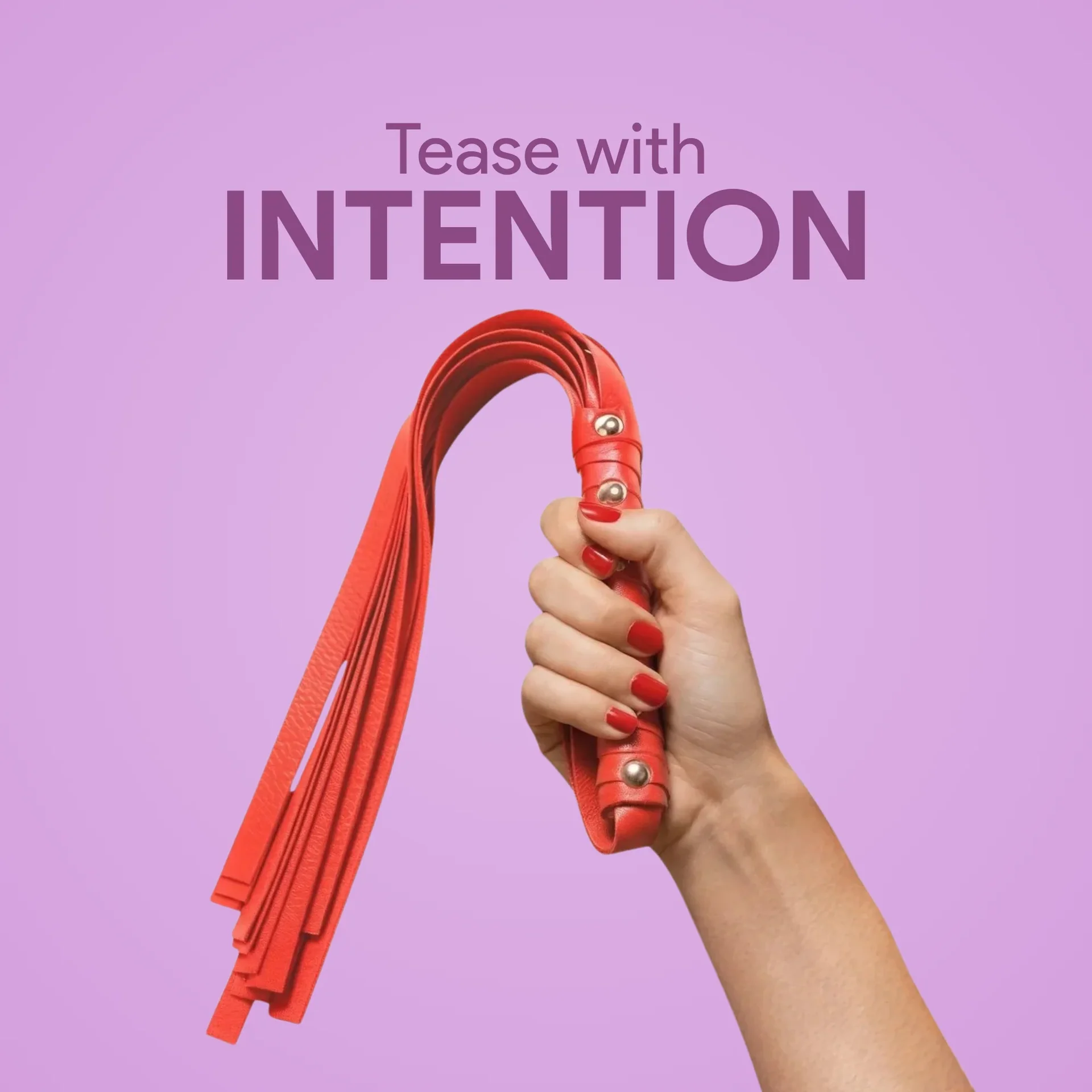 Premium Faux Leather BDSM Flogger – Soft Multi-Tail Sensory Whip (Red) - Image 2