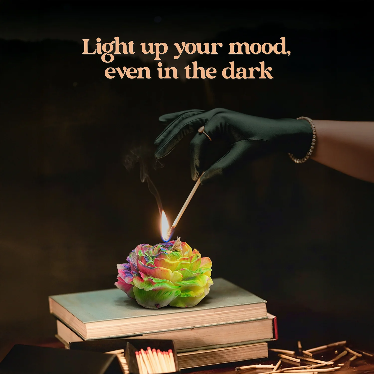 Rainbow Bloom Decorative Flower Candle - Image 4