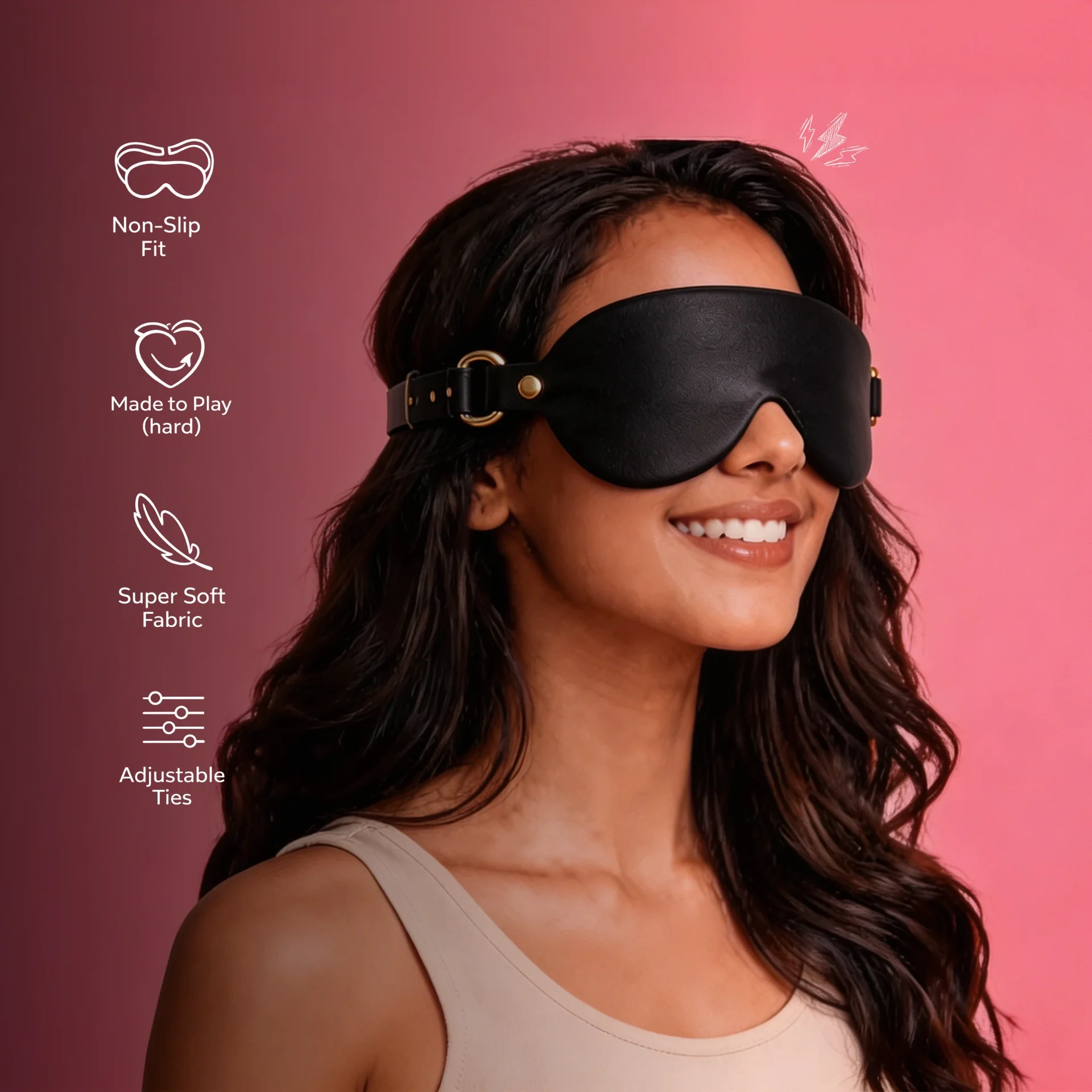 Premium Adjustable Faux Leather Blindfold - Image 2